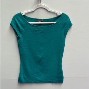 ANN TAYLOR Teal Cap Sleeve Women's Top, Size Small.